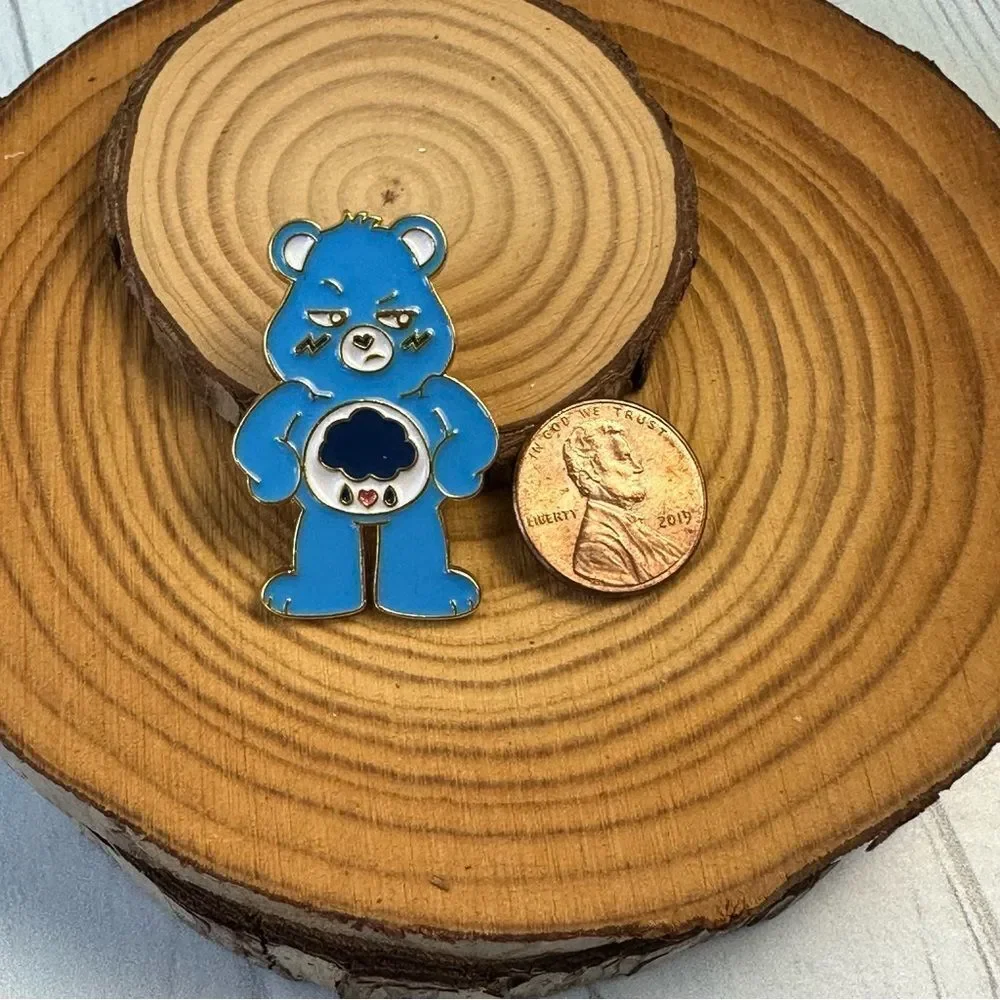 Grumpy Bear Blue Enamel Pin/ Brooch